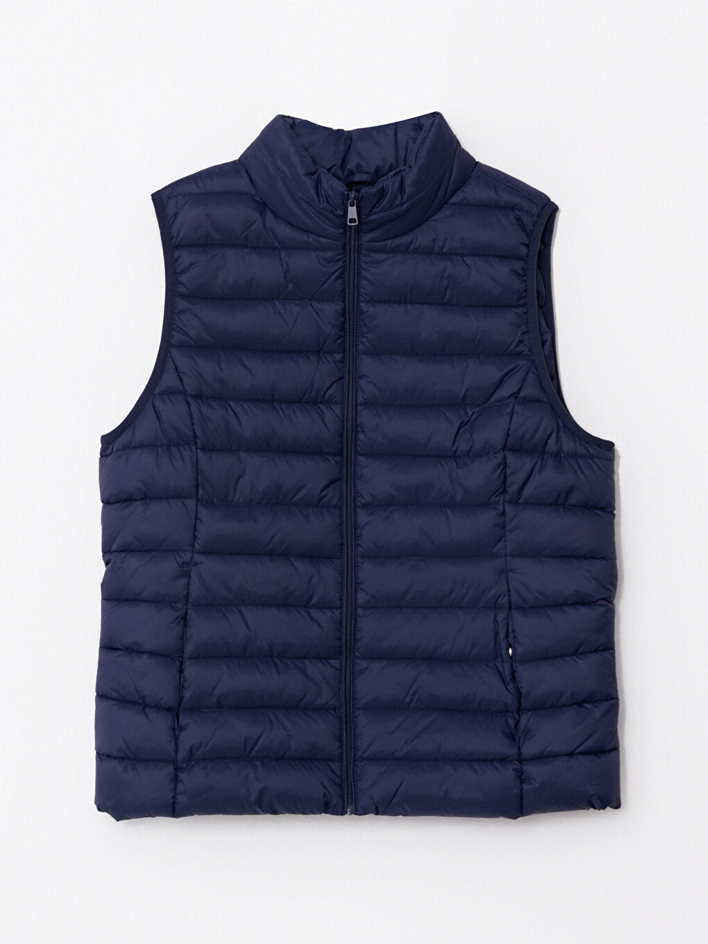 Women's High Collar Plain Puffer Vest