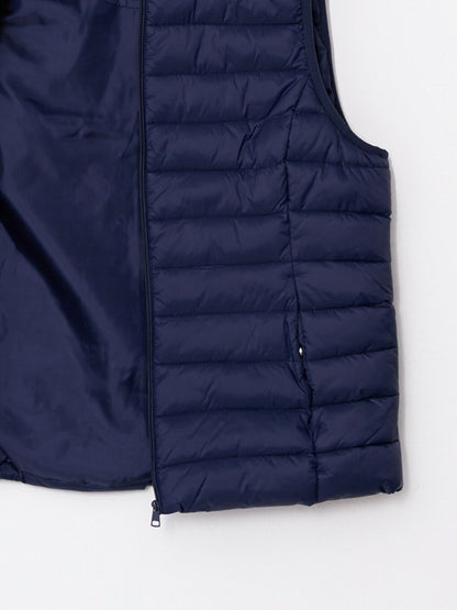 Women's High Collar Plain Puffer Vest