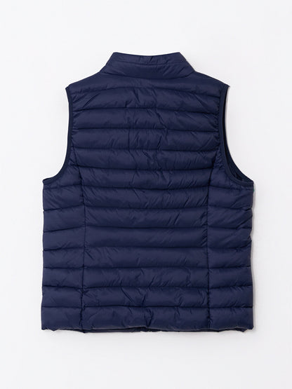 Women's High Collar Plain Puffer Vest