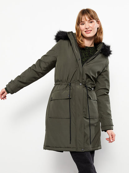 Hooded Plain Long Sleeve Women's Parka