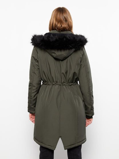 Hooded Plain Long Sleeve Women's Parka