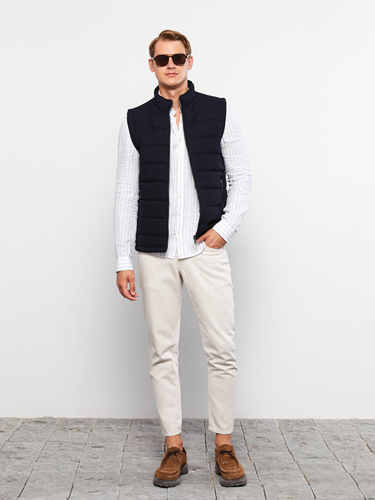 Slim Fit Stand Collar Men's Vest