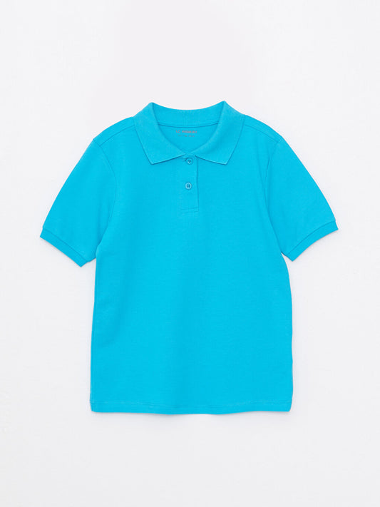 Polo Neck Basic Short Sleeve Cotton Girls' T-Shirt