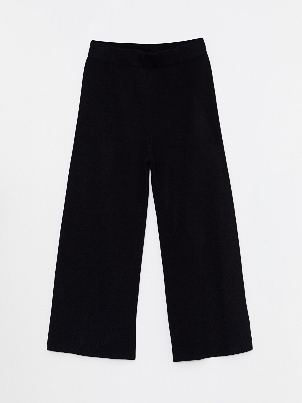 Plain Women's Knitwear Trousers with Elastic Waist