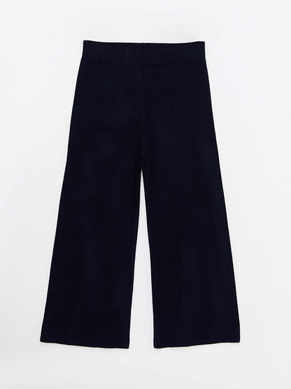 Plain Women's Knitwear Trousers with Elastic Waist