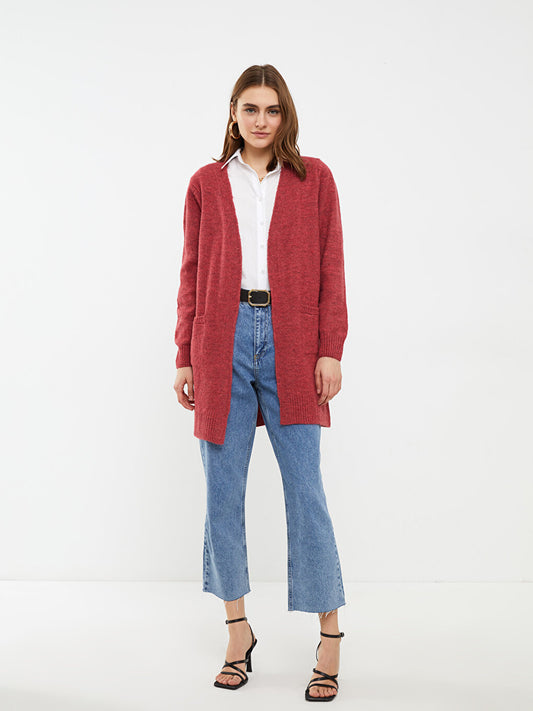 Shawl Collar Plain Pocket Detailed Women's Knitwear Cardigan