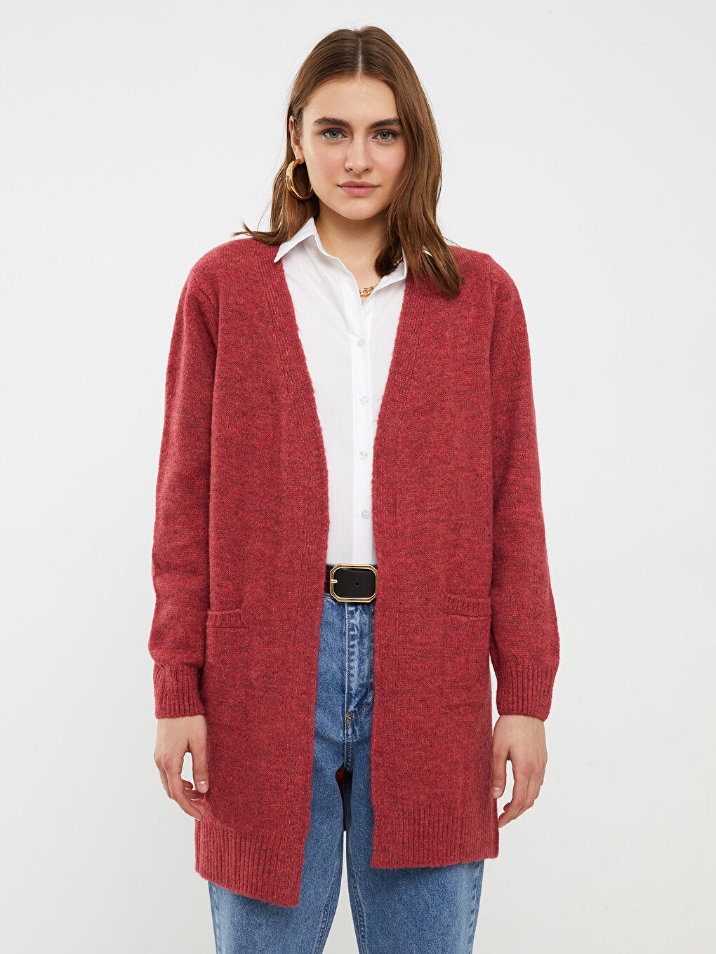 Shawl Collar Plain Pocket Detailed Women's Knitwear Cardigan