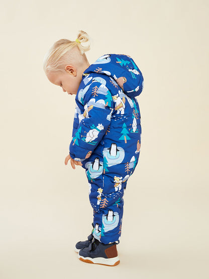 Hooded Long Sleeve Printed Baby Boy Astronaut Coat