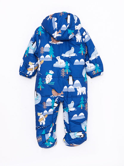 Hooded Long Sleeve Printed Baby Boy Astronaut Coat