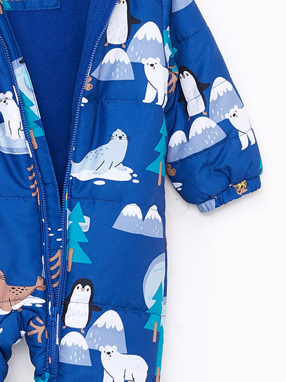 Hooded Long Sleeve Printed Baby Boy Astronaut Coat