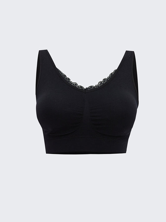 Non-wired, unpadded lace bra