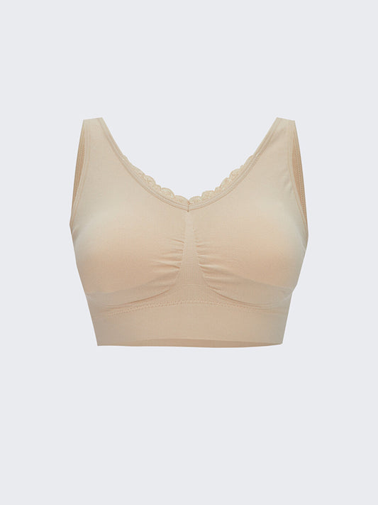 Non-wired, unpadded lace bra