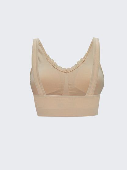 Non-wired, unpadded lace bra