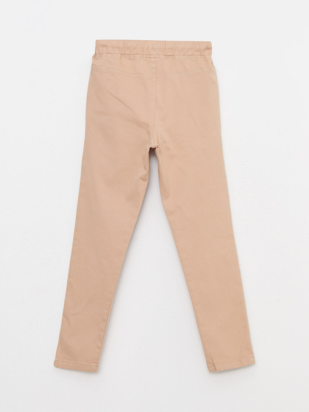 Basic Gabardine Girl's Trousers with Elastic Waist