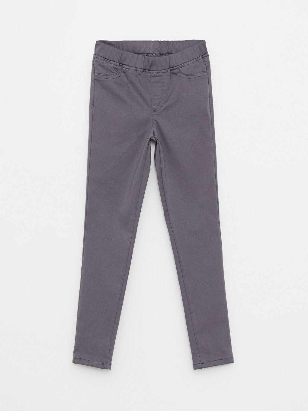 Basic Gabardine Girl's Trousers with Elastic Waist