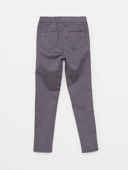 Basic Gabardine Girl's Trousers with Elastic Waist