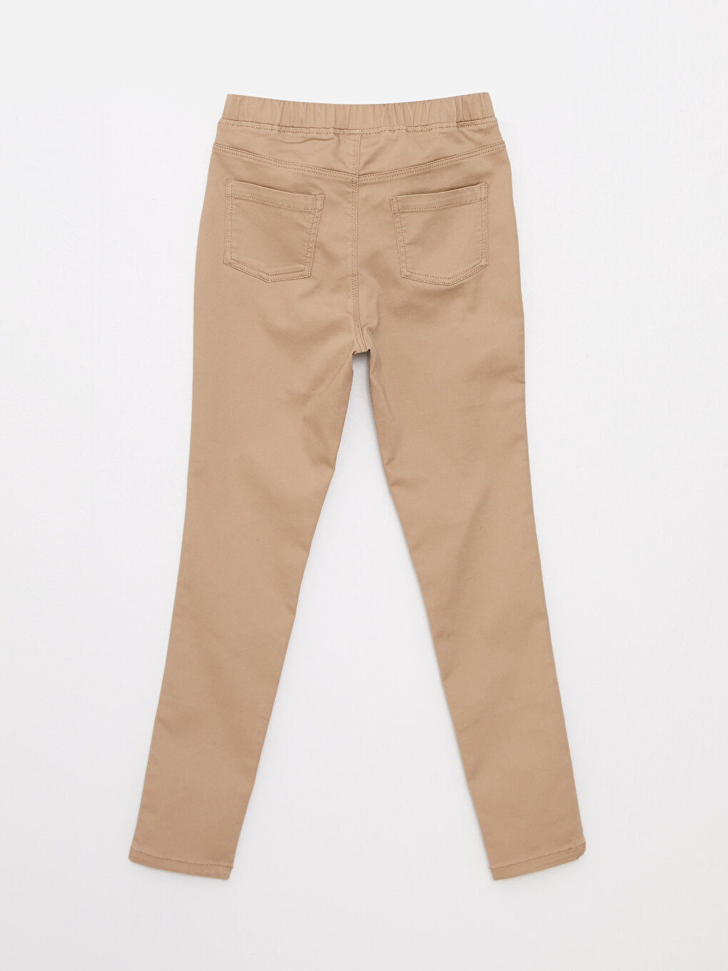 Basic Gabardine Girl's Trousers with Elastic Waist