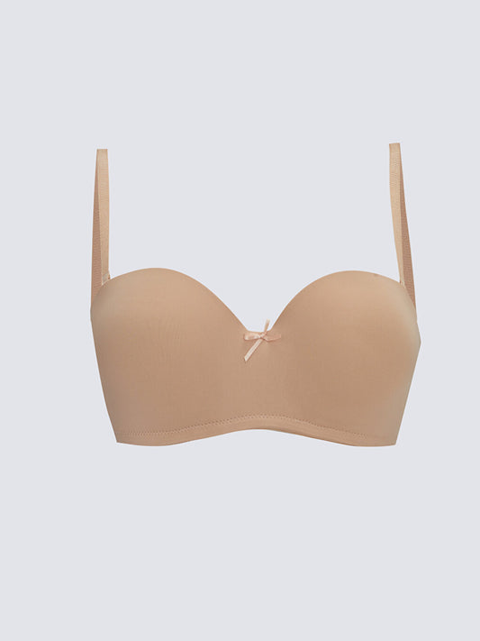 Underwire Half Padded Plain Strapless Bra