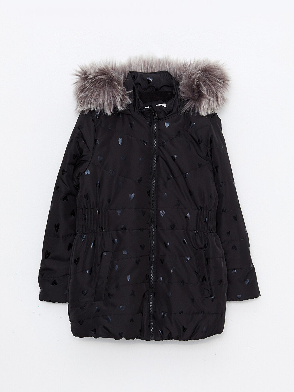 Hooded Printed Girl's Coat