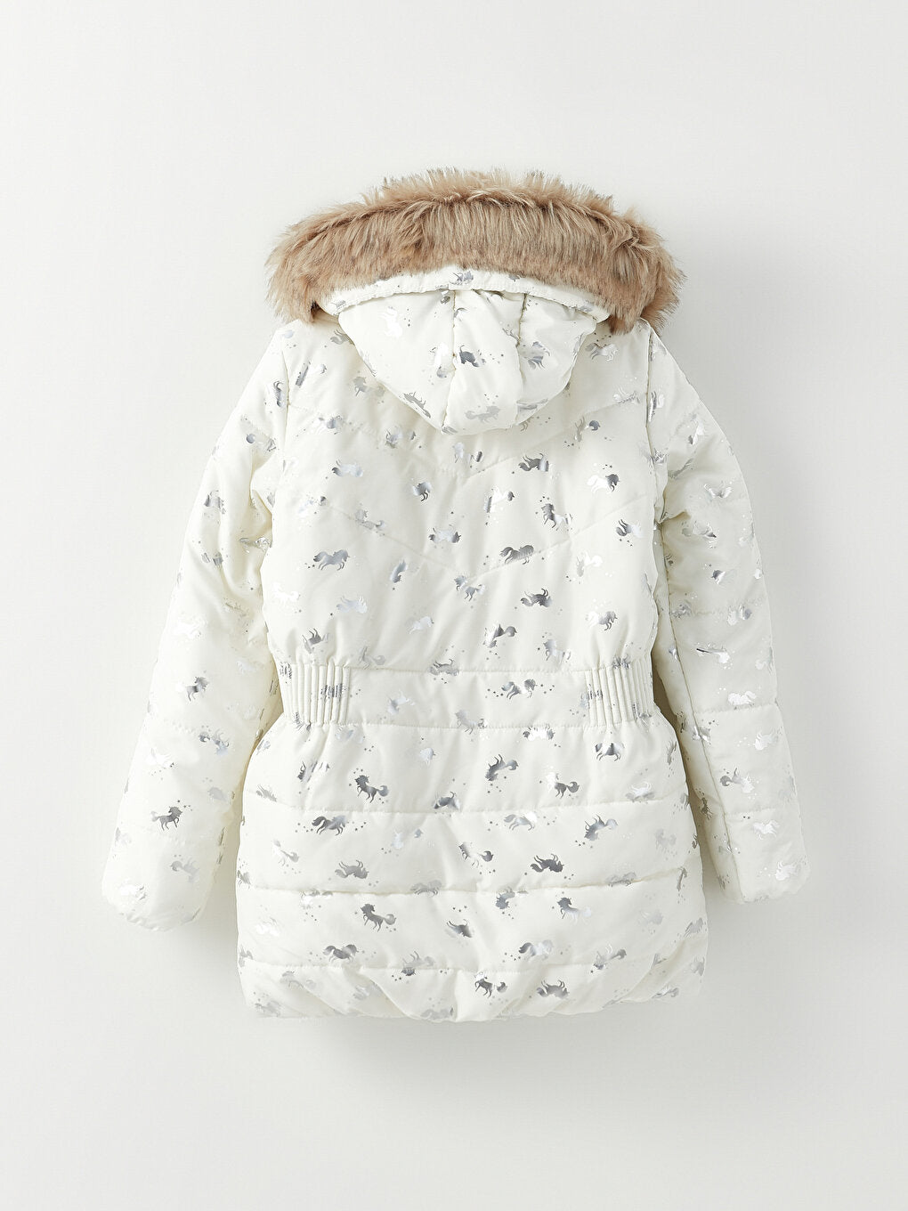 Hooded Printed Girl's Coat