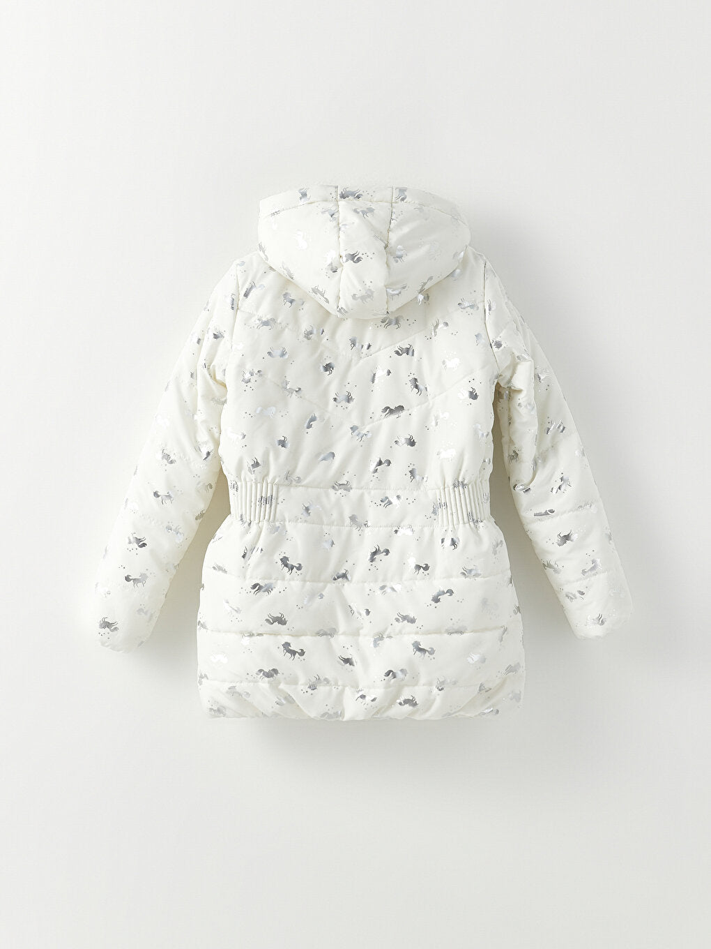 Hooded Printed Girl's Coat