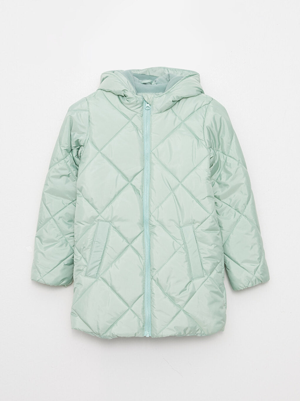 Hooded Quilted Patterned Girl's Coat