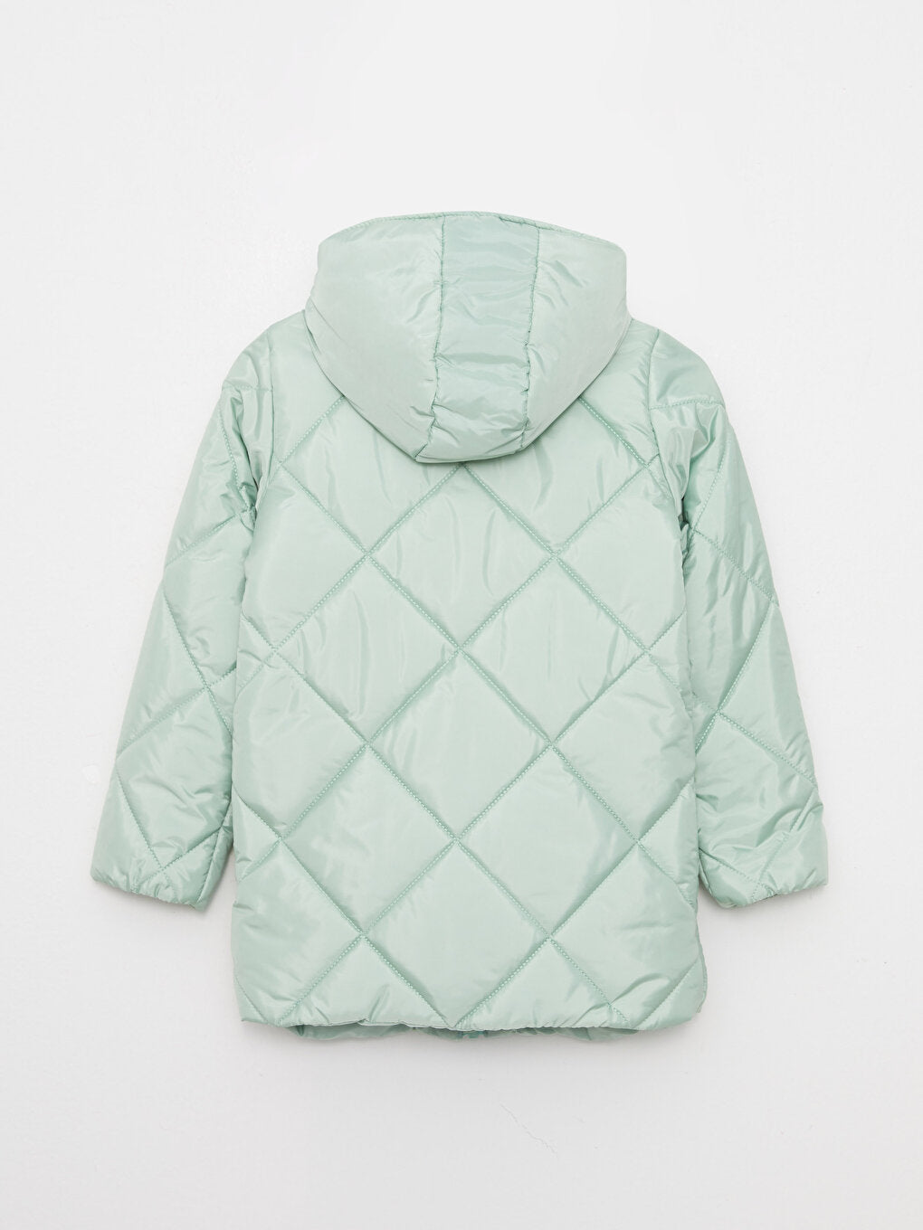 Hooded Quilted Patterned Girl's Coat