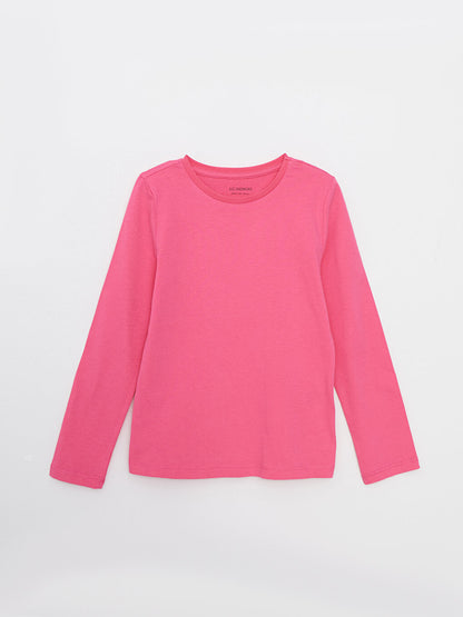 Crew Neck Basic Long Sleeve Girl's T-Shirt