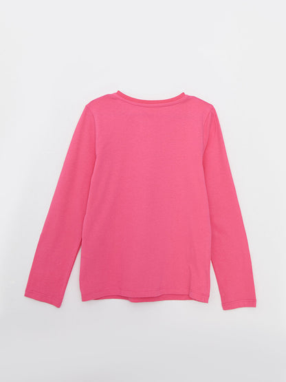 Crew Neck Basic Long Sleeve Girl's T-Shirt