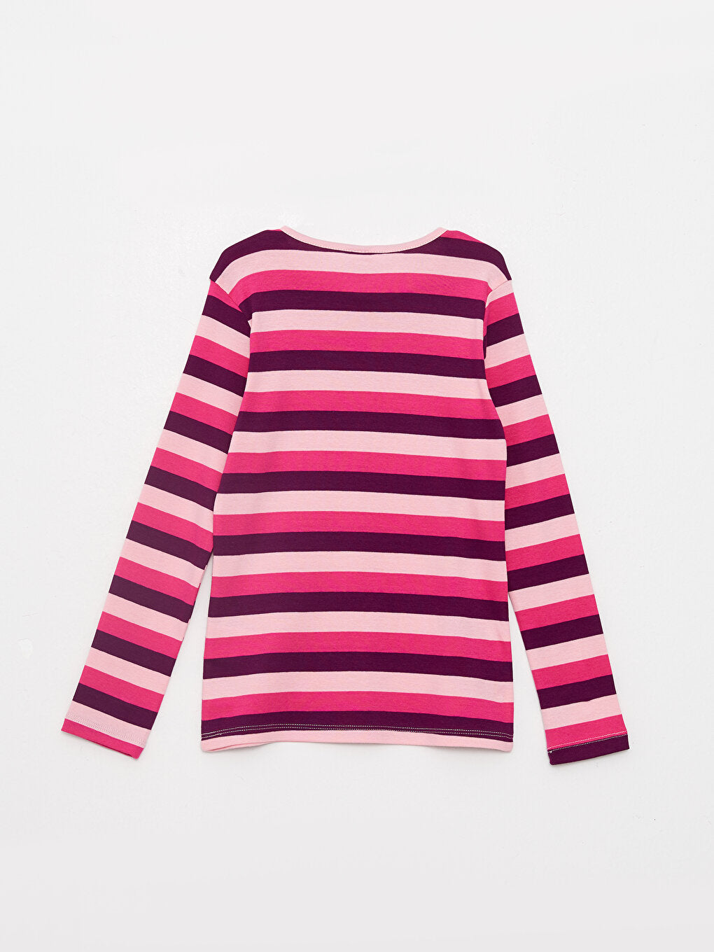 Crew Neck Striped Long Sleeve Cotton Girls' T-Shirt