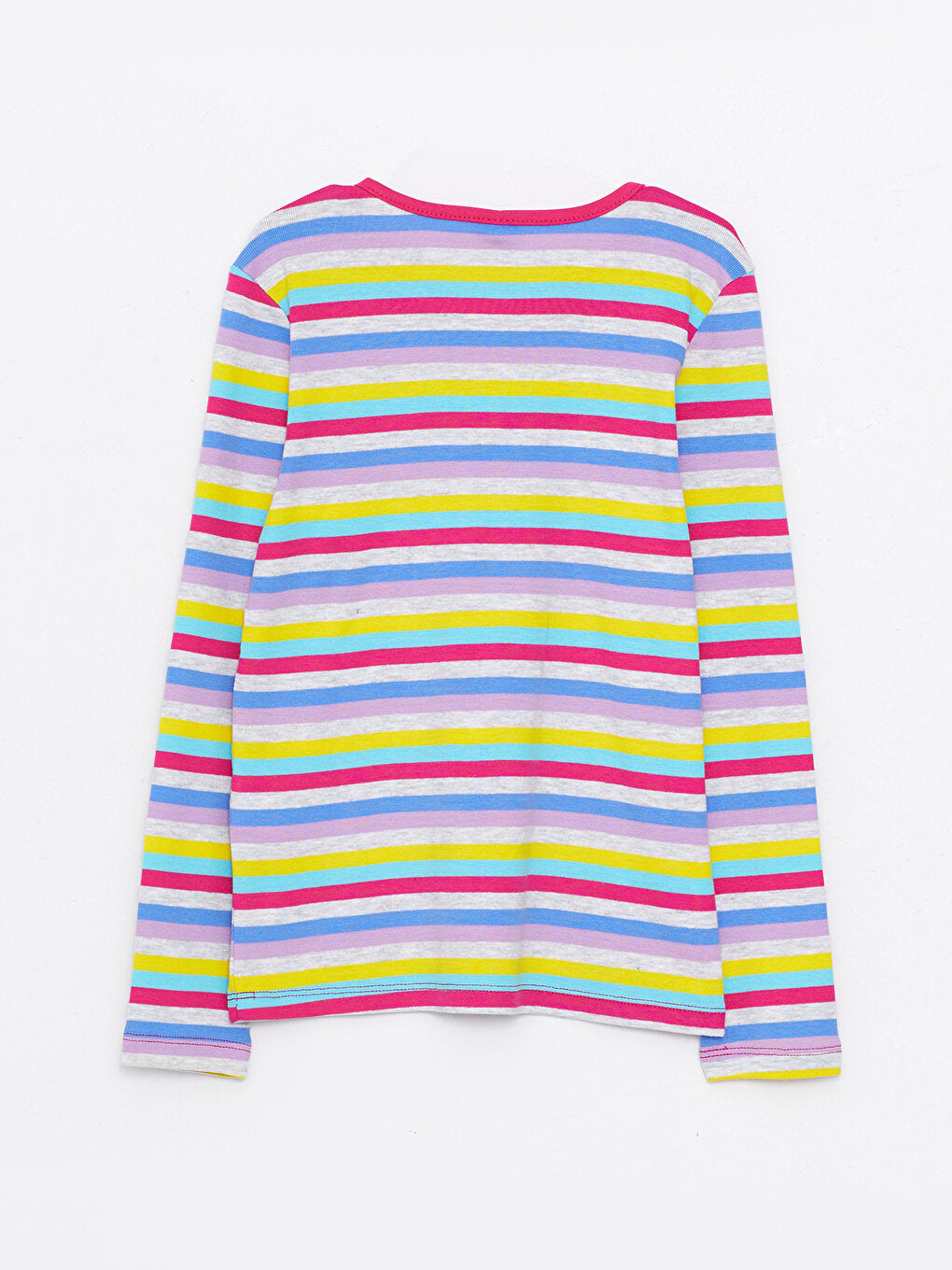 Crew Neck Striped Long Sleeve Cotton Girls' T-Shirt