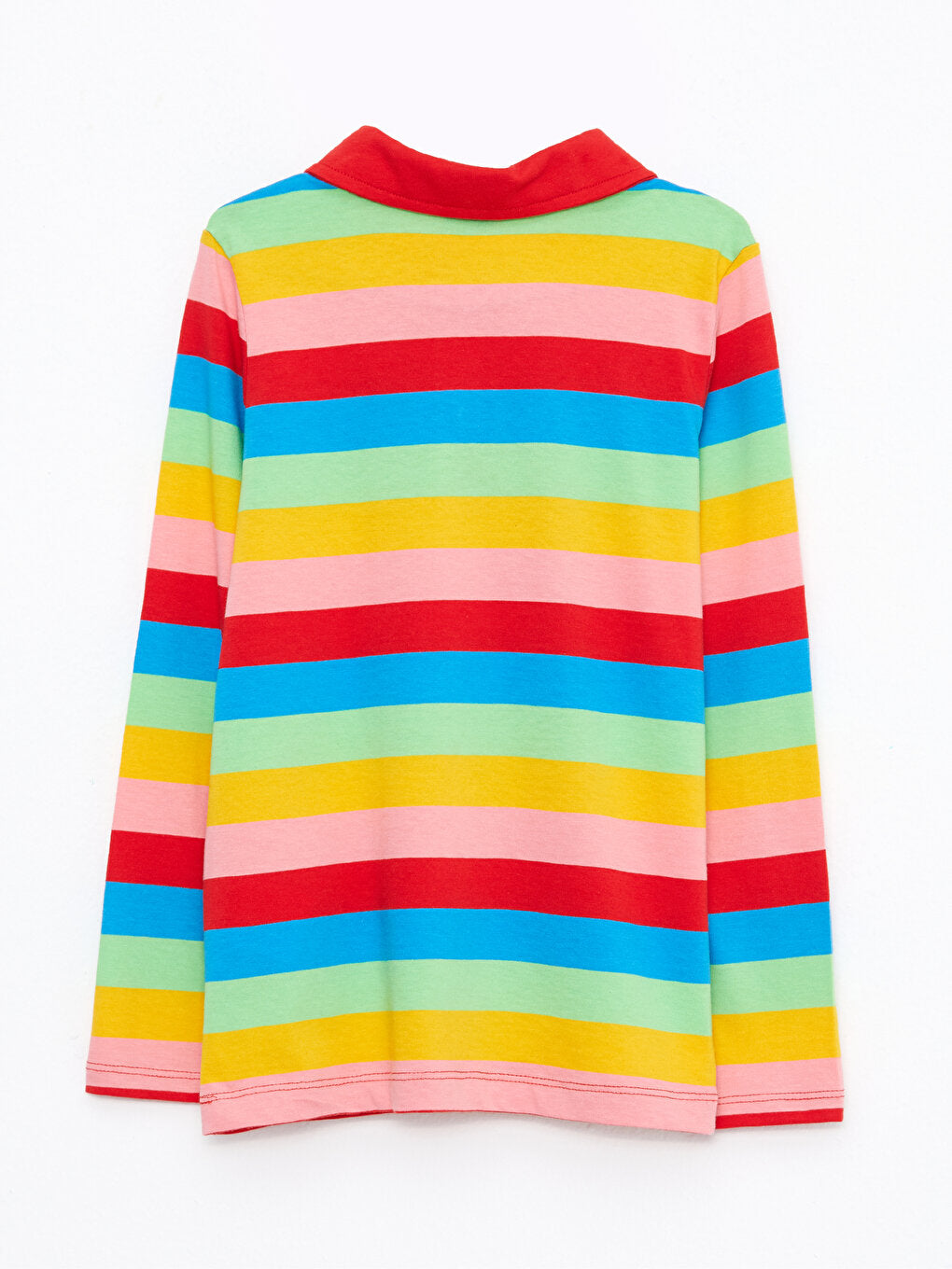 Polo Neck Striped Long Sleeve Girls T-Shirt