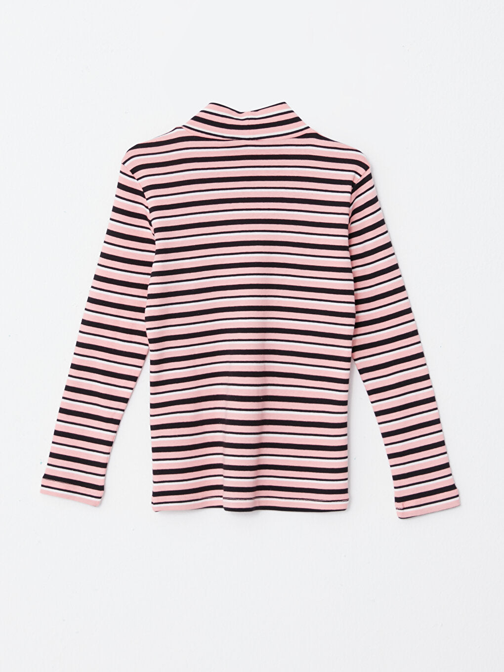 Half Turtleneck Striped Long Sleeve Girl's T-Shirt