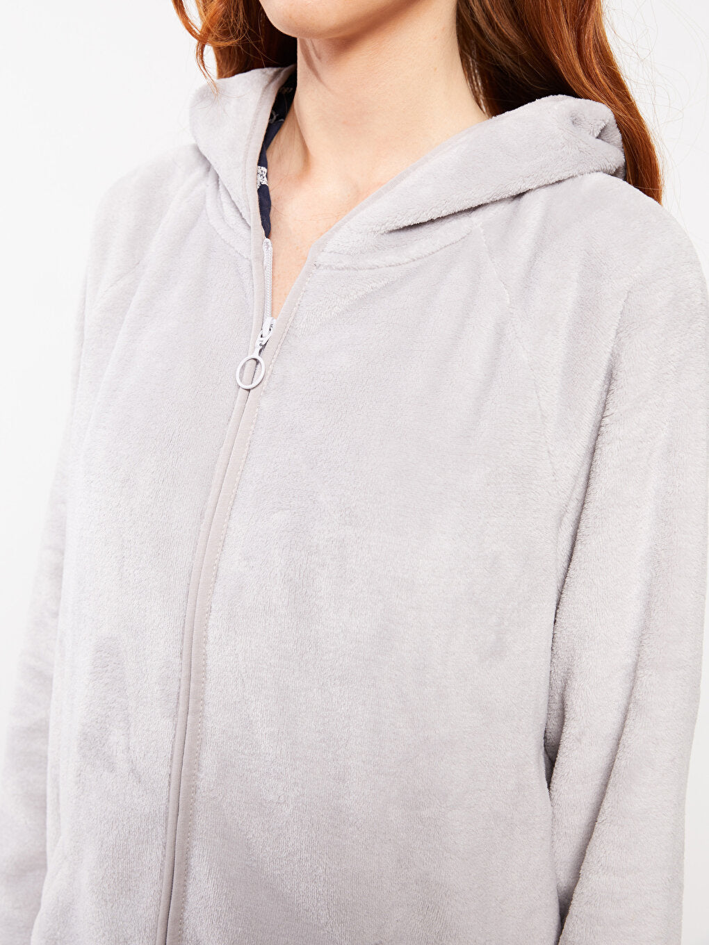 Hooded Plain Long Sleeve Women's Pajama Top