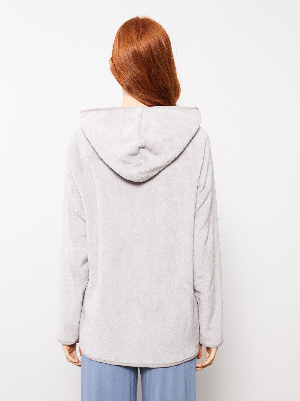 Hooded Plain Long Sleeve Women's Pajama Top