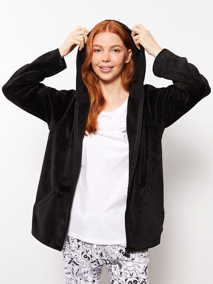 Hooded Plain Long Sleeve Women's Pajama Top