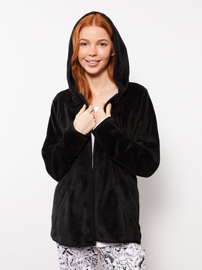 Hooded Plain Long Sleeve Women's Pajama Top