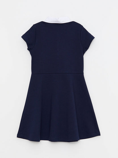 Shirt Collar Basic Short Sleeve Girl's Dress