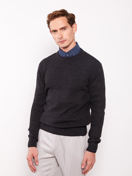 Crew Neck Long Sleeve Men's Knitwear Sweater