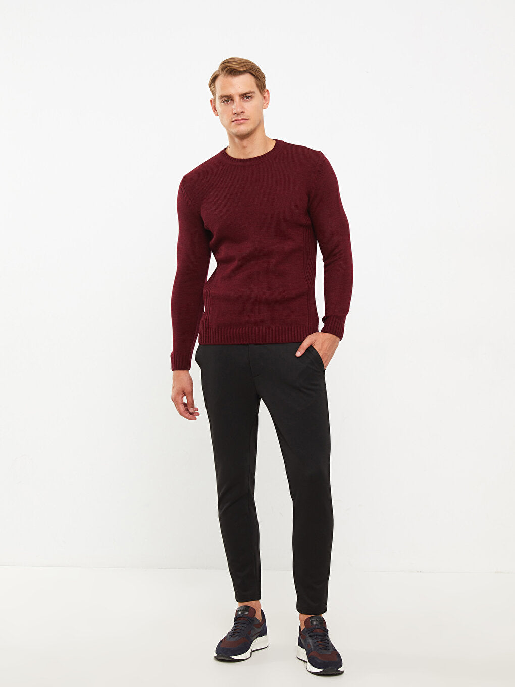 Crew Neck Long Sleeve Men's Knitwear Sweater