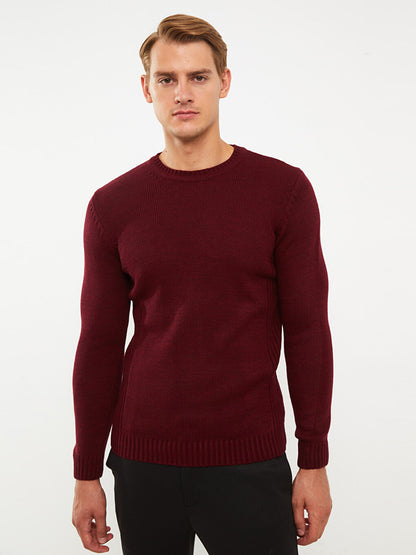 Crew Neck Long Sleeve Men's Knitwear Sweater