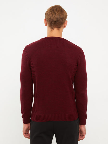 Crew Neck Long Sleeve Men's Knitwear Sweater