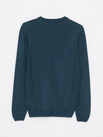 Crew Neck Long Sleeve Men's Knitwear Sweater