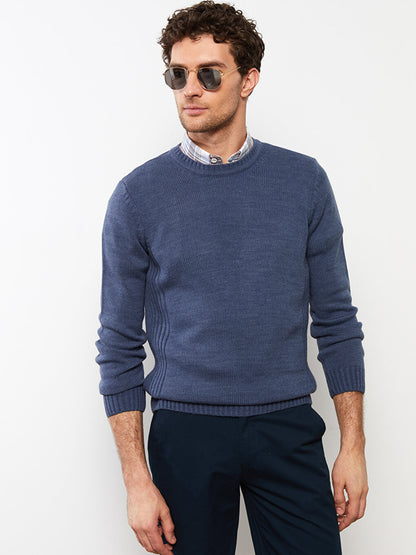 Crew Neck Long Sleeve Men's Knitwear Sweater