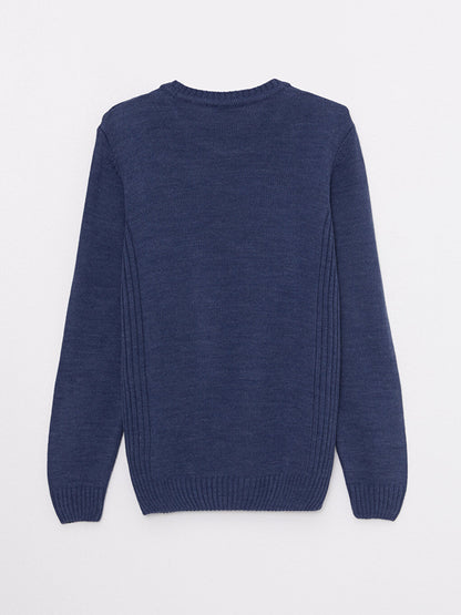 Crew Neck Long Sleeve Men's Knitwear Sweater