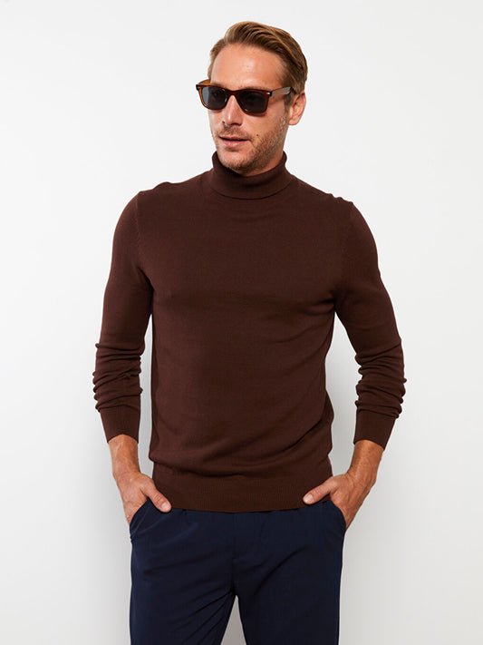 Turtleneck Long Sleeve Men's Knitwear Sweater