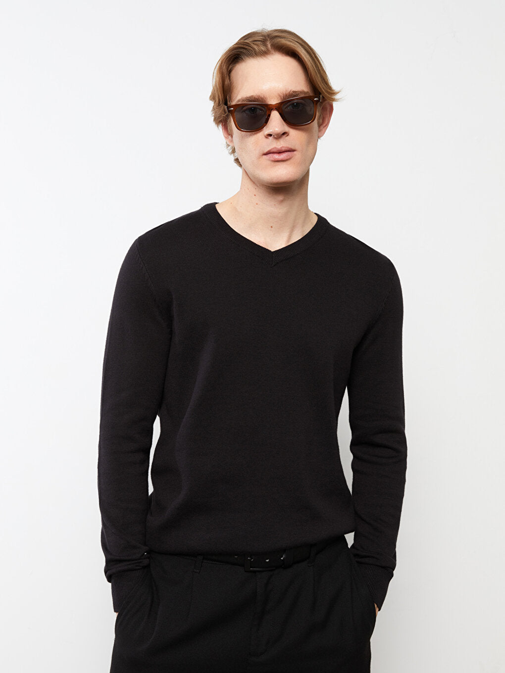 V-Neck Long Sleeve Men's Knitwear Sweater