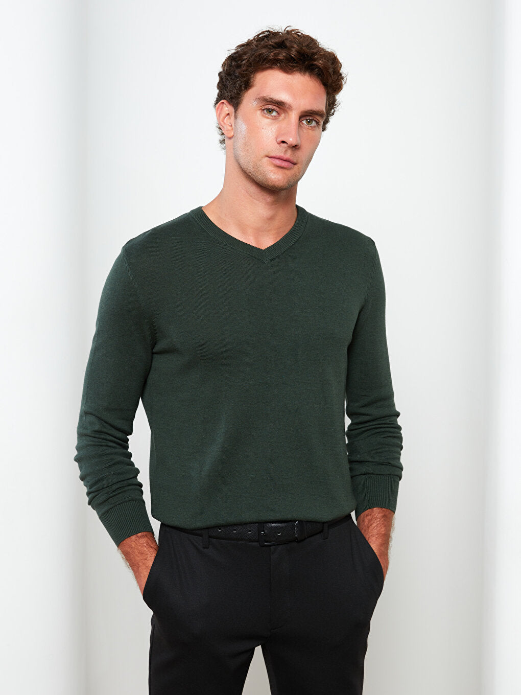 V-Neck Long Sleeve Men's Knitwear Sweater