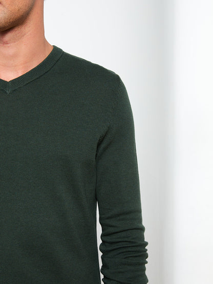 V-Neck Long Sleeve Men's Knitwear Sweater