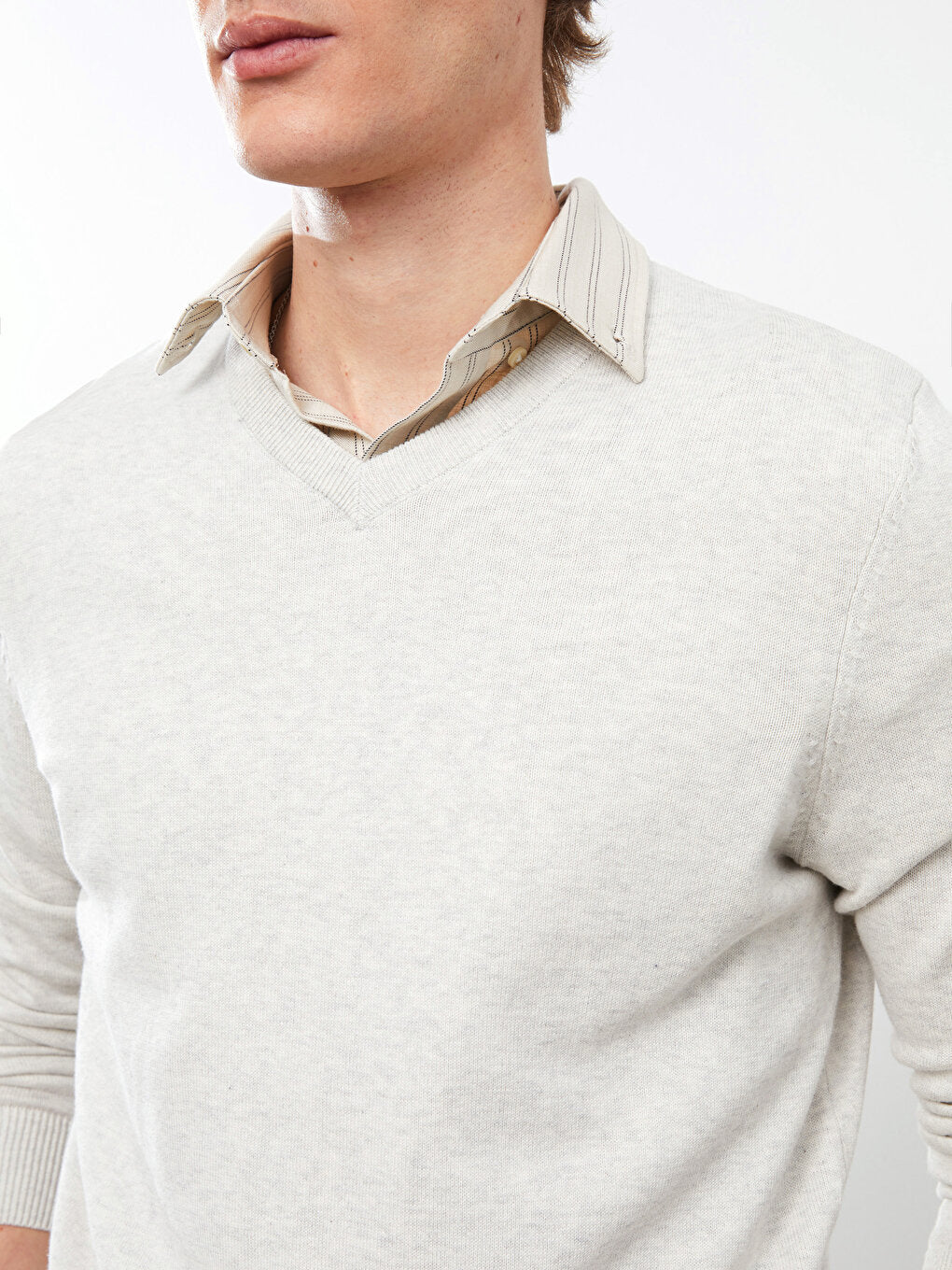 V-Neck Long Sleeve Men's Knitwear Sweater